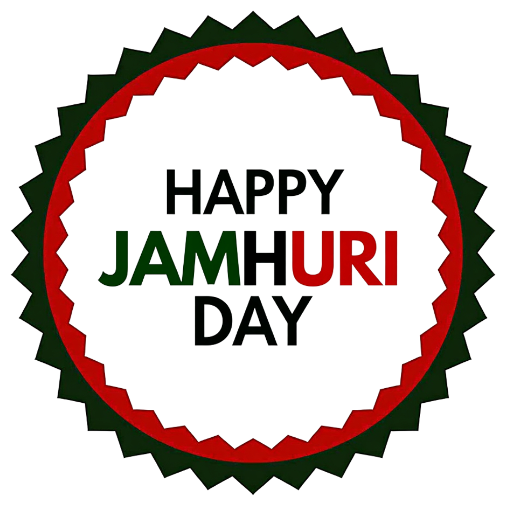 Happy Jamhuri Day text graphic with Kenyan national colors - Jamhuri Day 18