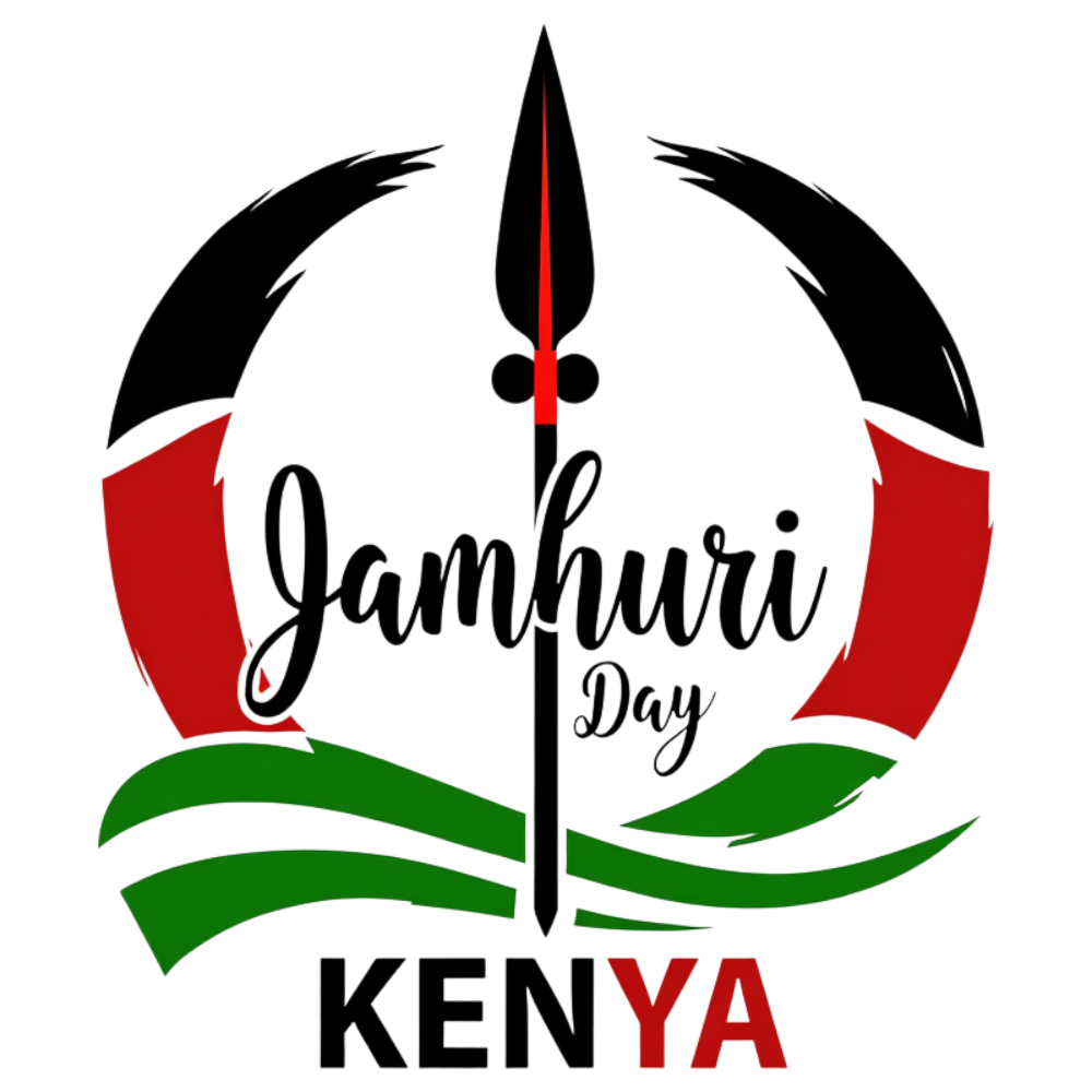 Jamhuri Day Kenya Celebration Emblem with Maasai Spear and National Colors - Jamhuri Day 21