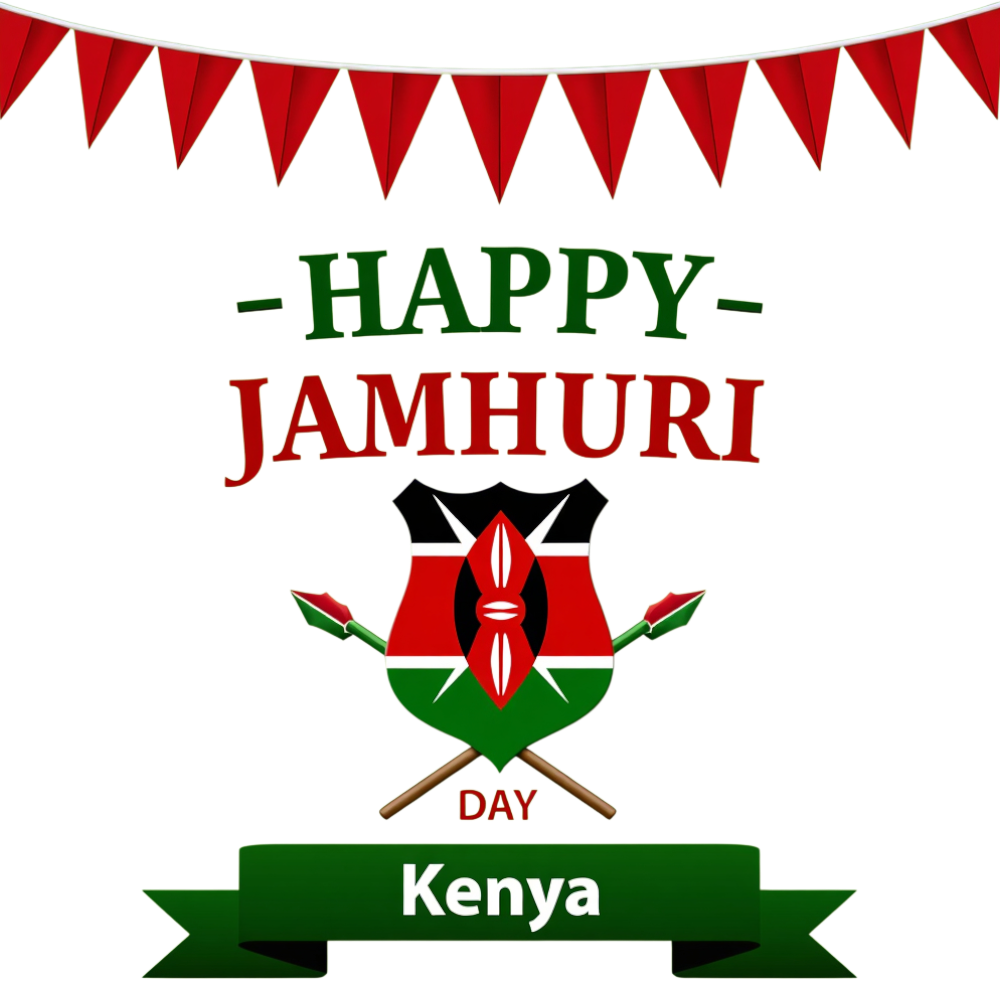 Jamhuri Day Kenya Celebration: Patriotic Emblem with Festive Bunting Banner - Jamhuri Day 22