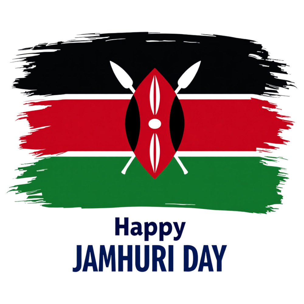 Happy Jamhuri Day Kenya. National Flag Brushstroke with Maasai Shield. Patriotic Celebration - Jamhuri Day 5