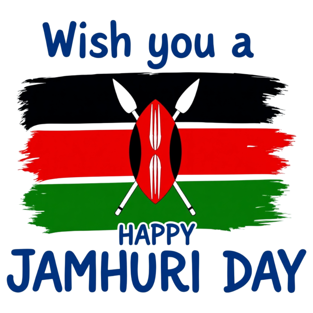 Kenyan Jamhuri Day Greeting with Flag, Maasai Shield & Spears - Jamhuri Day 6