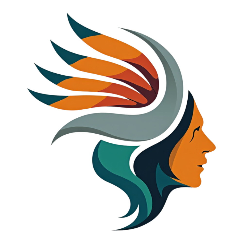 Stylized Woman Profile with Tribal Feathers Icon Graphic - Junkanoo 11