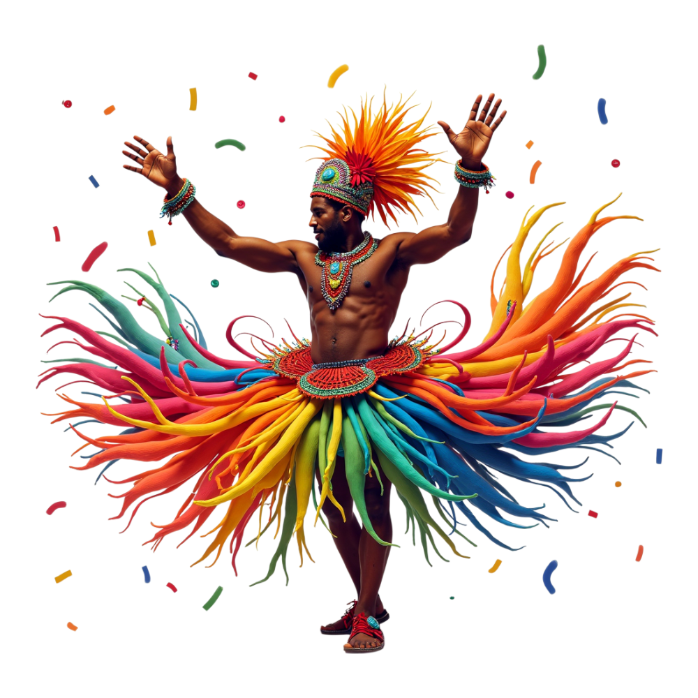 Vibrant Carnival Dancer in Elaborate Costume with Confetti - Junkanoo 12
