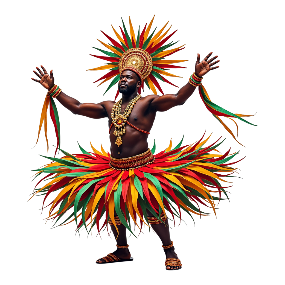 Vibrant Carnival Dancer in Traditional Feathered Costume: Cultural Celebration Performance - Junkanoo 15