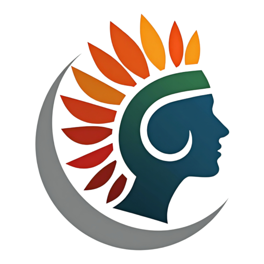 Symbolic Profile Head with Colorful Feathers and Crescent Moon Design - Junkanoo 16