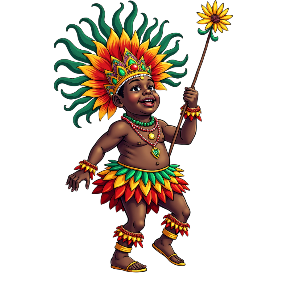 Carnival Child Wearing Colorful Costume and Headpiece - Junkanoo 17