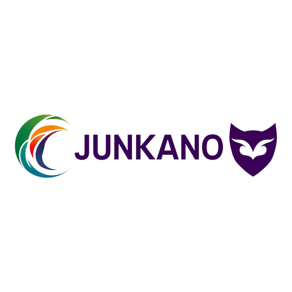 Junkano Brand Logo with Vibrant Rainbow Arc and Purple Mask Design Element - Junkanoo 21