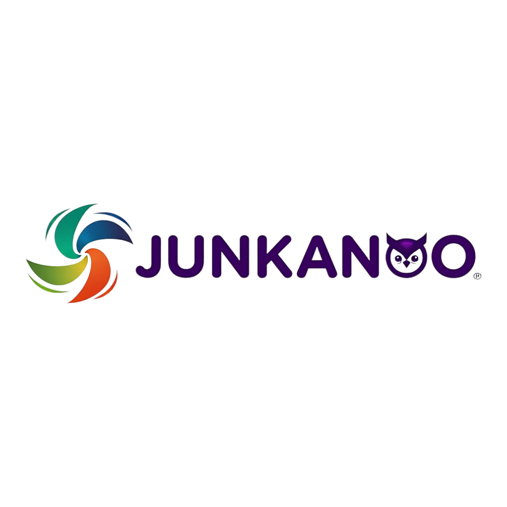 Junkanoo Company Logo with Colorful Swirl Emblem and Purple Owl Character Design - Junkanoo 3