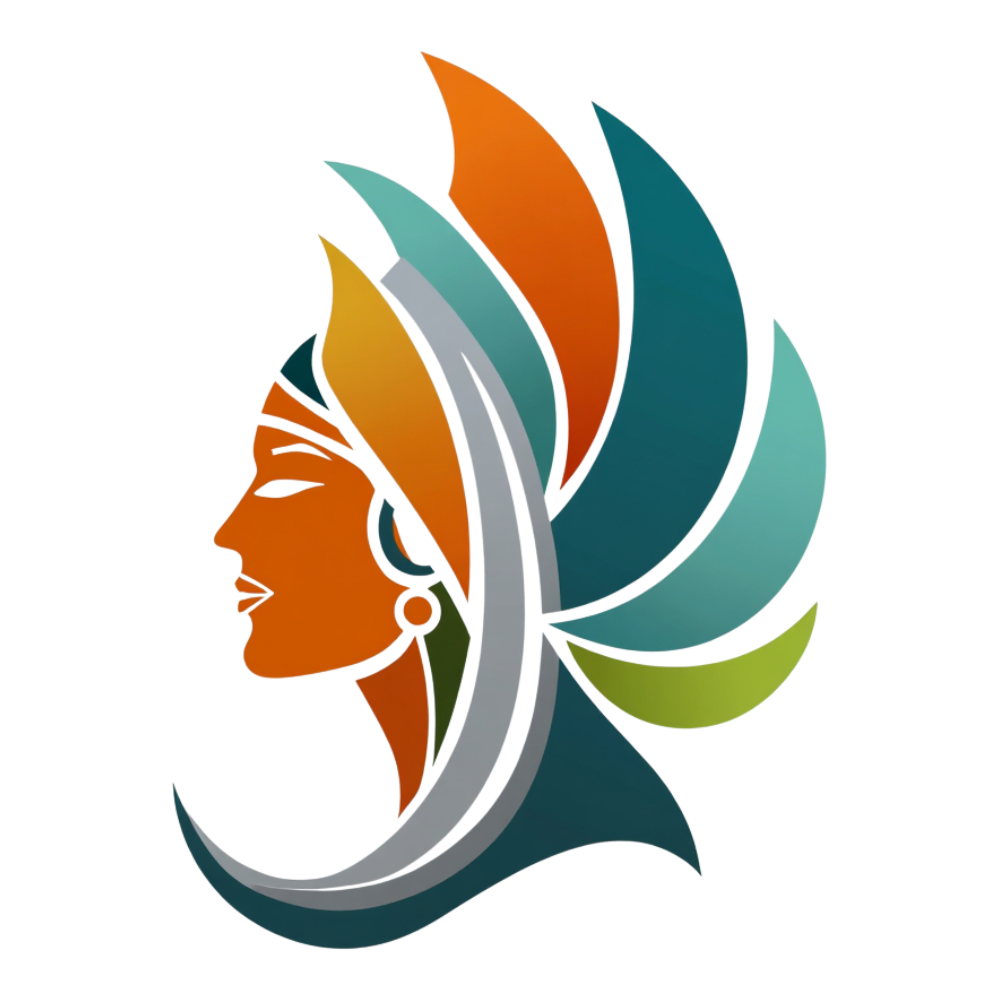 Vibrant Stylized Woman Profile Icon with Ornate Headpiece. Cultural Graphic Element. - Junkanoo 7