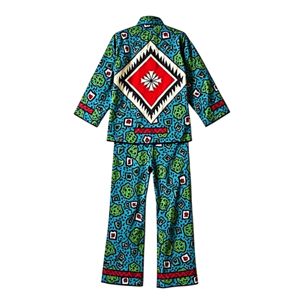 Vibrant Patterned Loungewear Set with Ethnic Motifs - Junkanoo 8