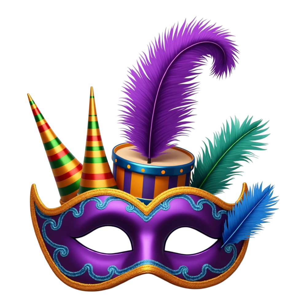 Vibrant Carnival Mask and Festive Decorations Isolated - Junkanoo 9