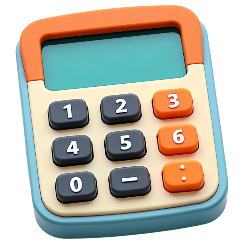 Colorful Digital Calculator Device Render for Business, Education & Accounting - Mathematics Day 15