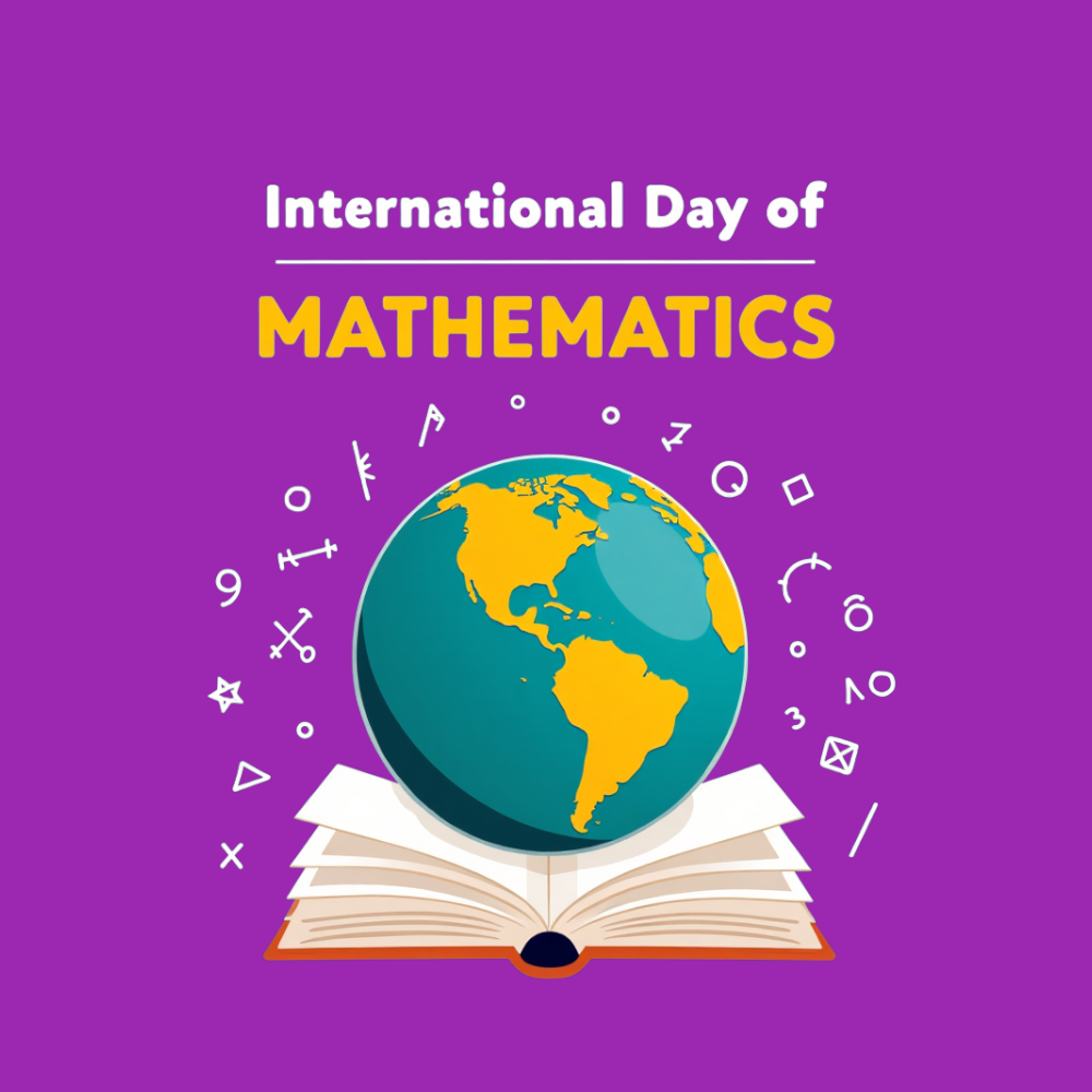 International Mathematics Day: Global Education Concept with Earth, Open Book, and Math Symbols - Mathematics Day 26