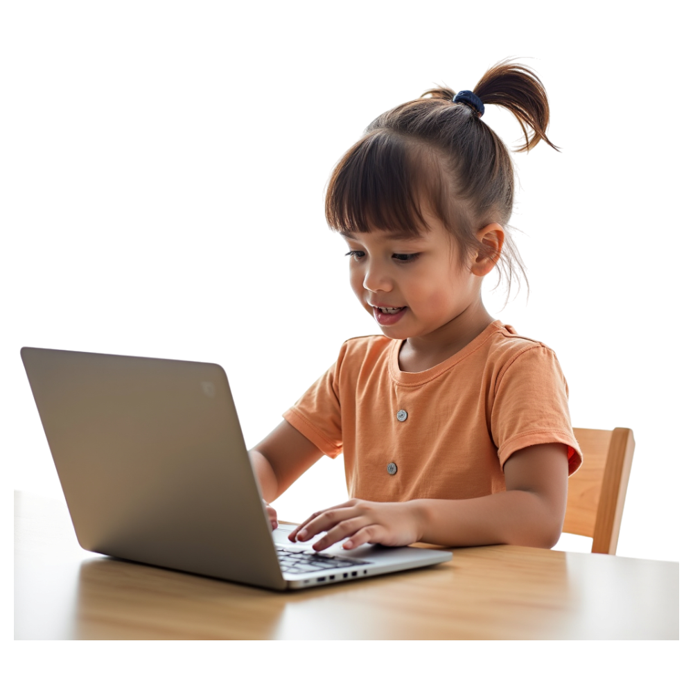 Young Girl Learning on Laptop. Kid Education, Digital Literacy & Computer Use for Children. - Mathematics Day 30