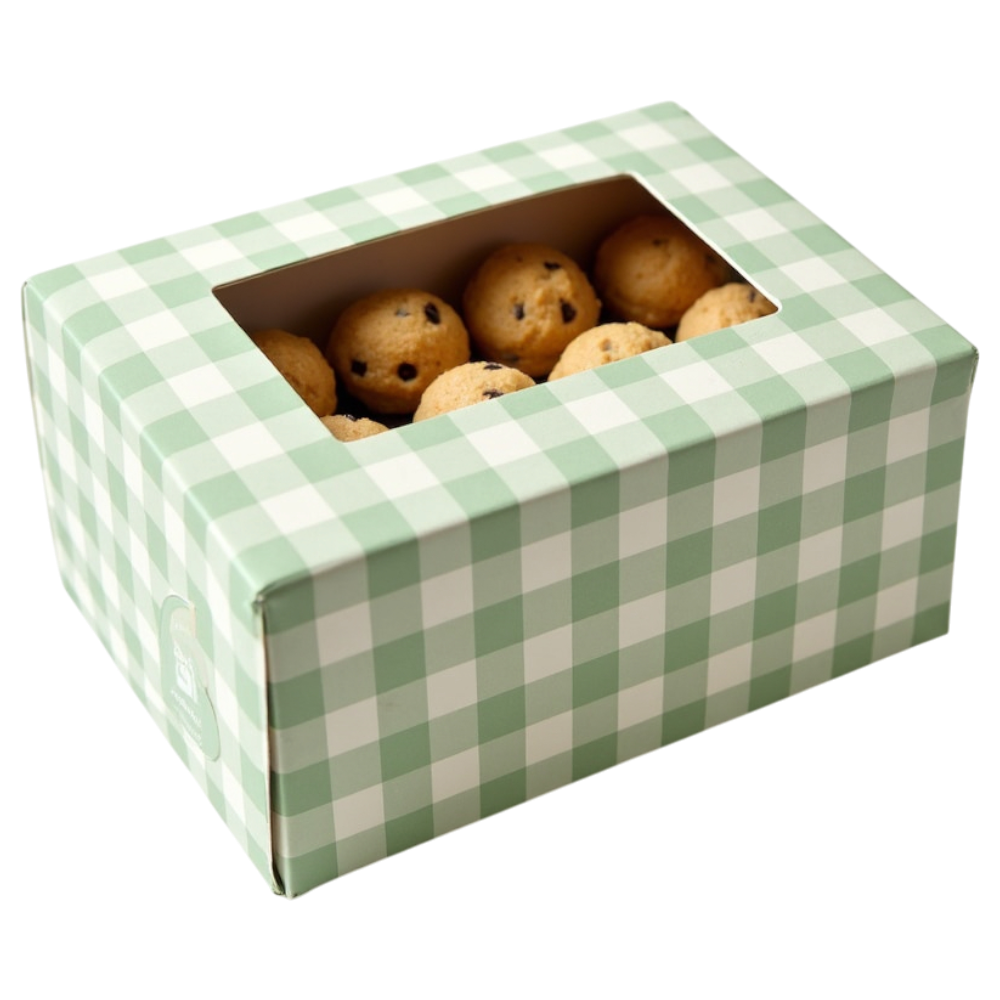 Fresh Chocolate Chip Cookies in Green Gingham Box. Sweet Baked Goods, Dessert Treats Packaging, Bakery Snack. - Mathematics Day 9