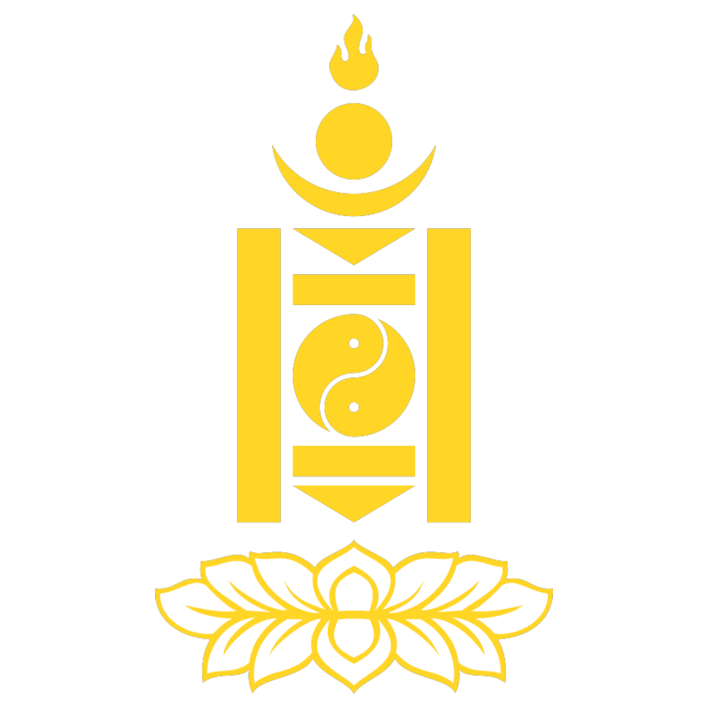 Mongolian Soyombo National Emblem: Golden Symbolism on Dark Background with Lotus - Mongolia Independence Day 1