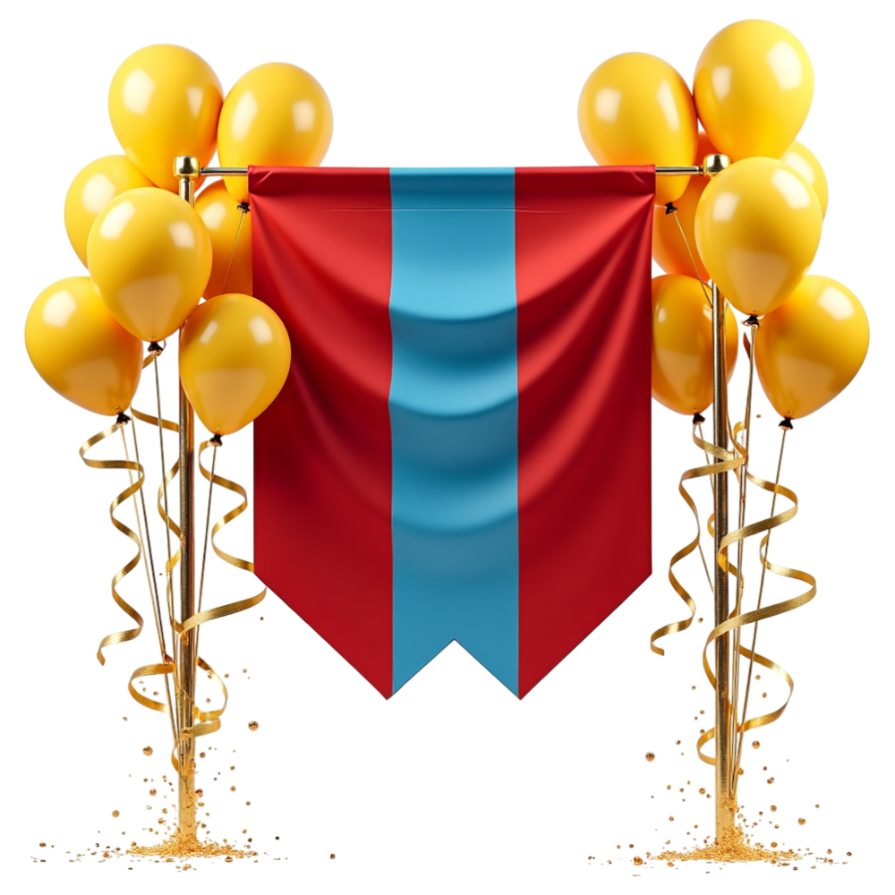 Celebratory Banner Arch with Yellow Balloons and Glimmering Confetti - Mongolia Independence Day 11
