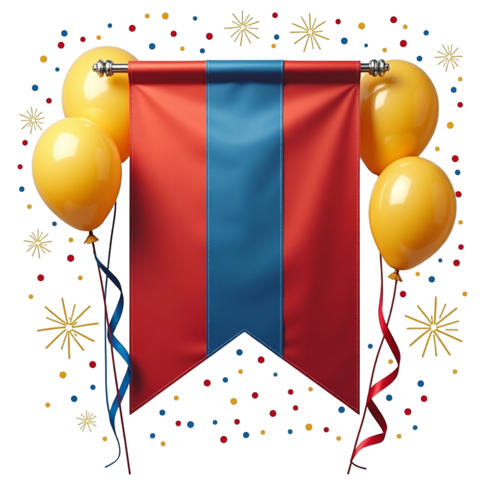 Mongolian Flag Banner with Yellow Balloons and Festive Confetti. Celebration Decor Element. - Mongolia Independence Day 15