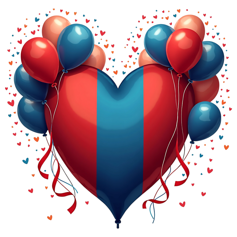 Patriotic Mongolian Heart Balloon Art with Festive Red and Blue Balloons and Heart Confetti - Mongolia Independence Day 22