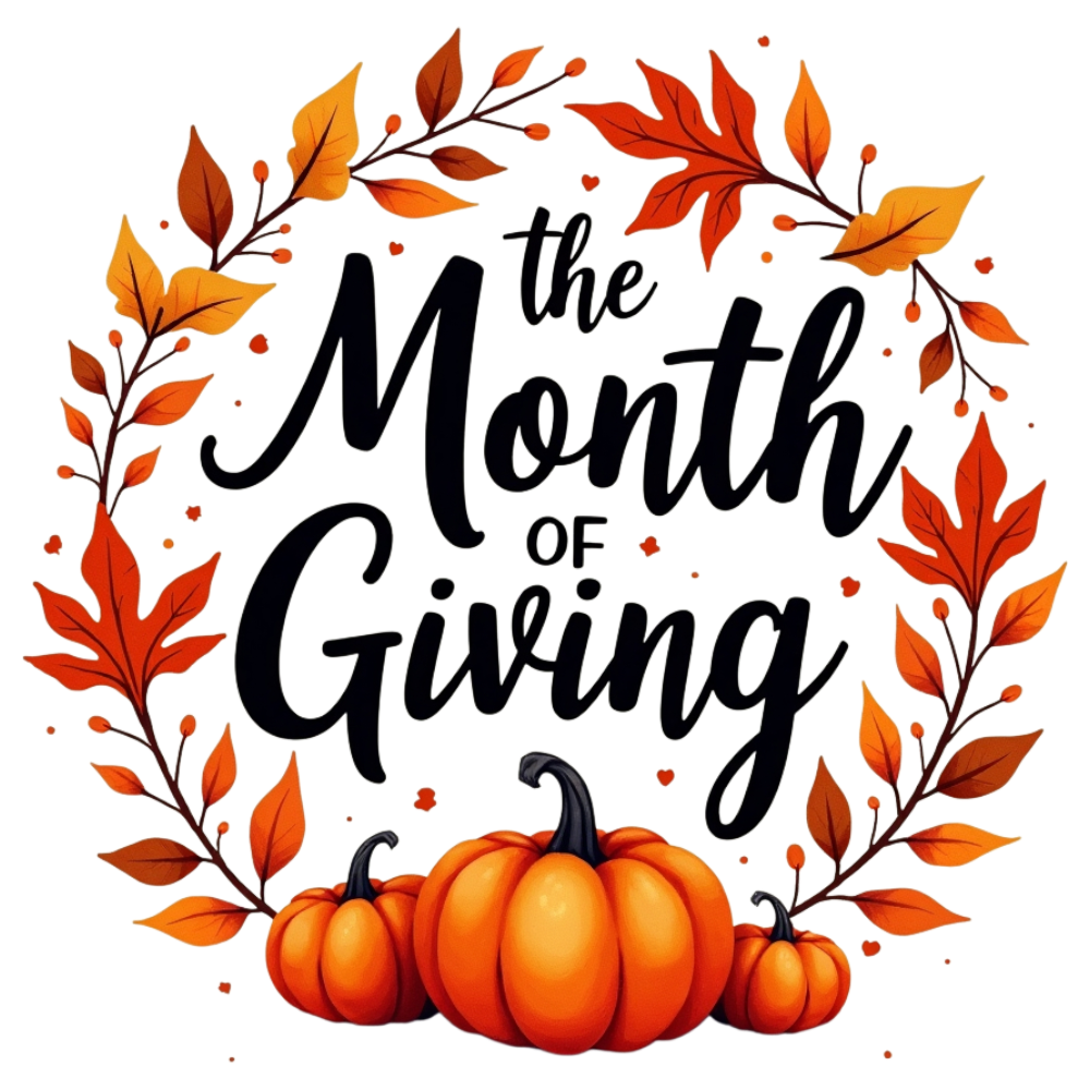 Autumn Month of Giving Celebration with Pumpkins & Fall Leaves Wreath. Seasonal Holiday Design Element - Month Of Giving 12