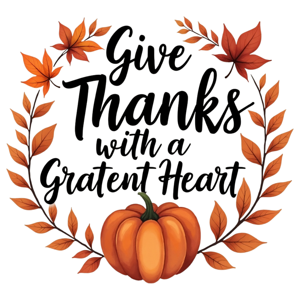 Thanksgiving Wreath Illustration with Autumn Leaves and Pumpkin - Month Of Giving 13