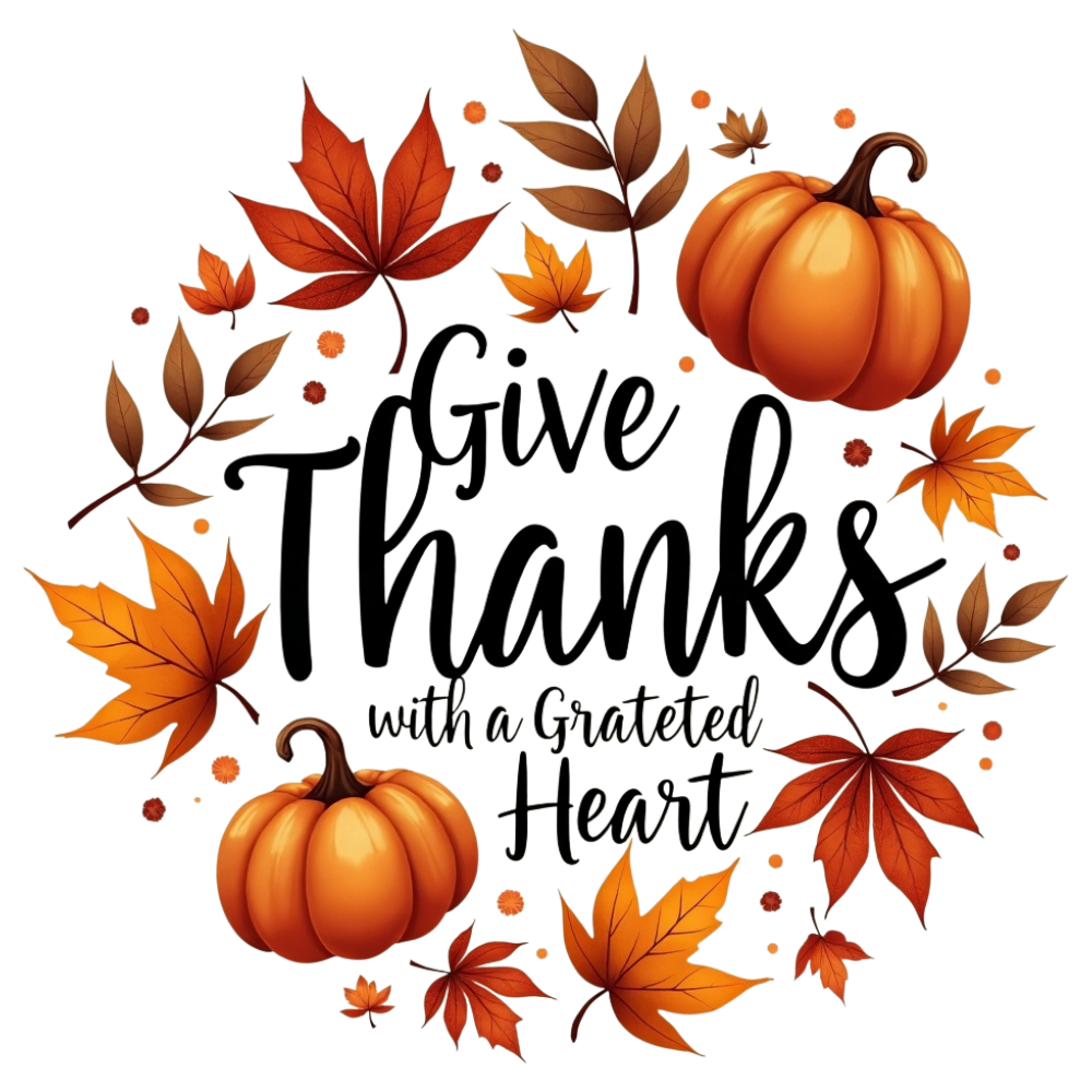 Autumn Thanksgiving Calligraphy with Pumpkins & Fall Leaves - Grateful Heart Celebration - Month Of Giving 24