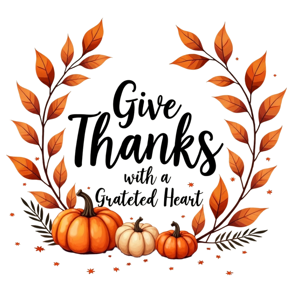 Give Thanks with a Grateful Heart Calligraphy, Autumn Leaves Wreath & Pumpkins - Month Of Giving 8