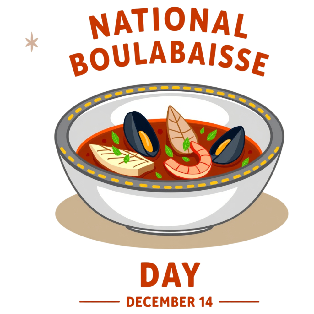 National Bouillabaisse Day Illustration, December 14 Seafood Soup Dish - National Bouillabaisse Day 1