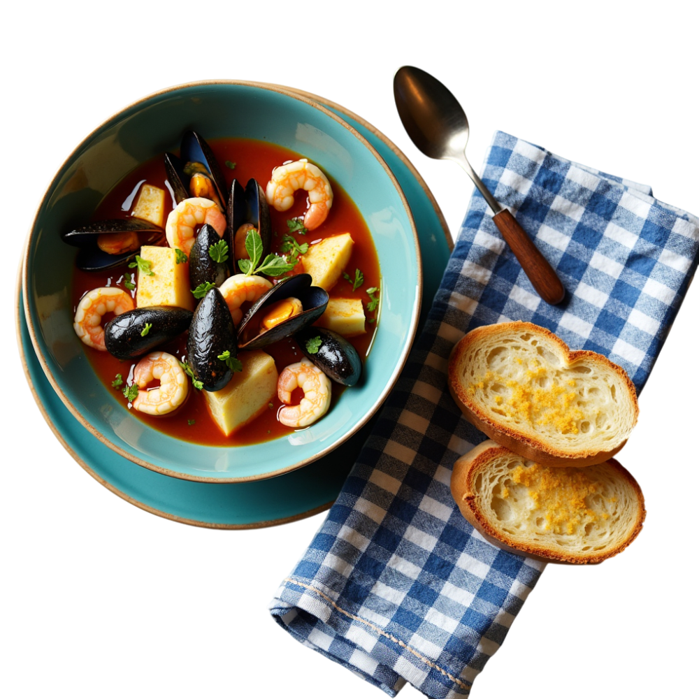 Bouillabaisse Style Seafood Soup with Toasted Bread - National Bouillabaisse Day 11