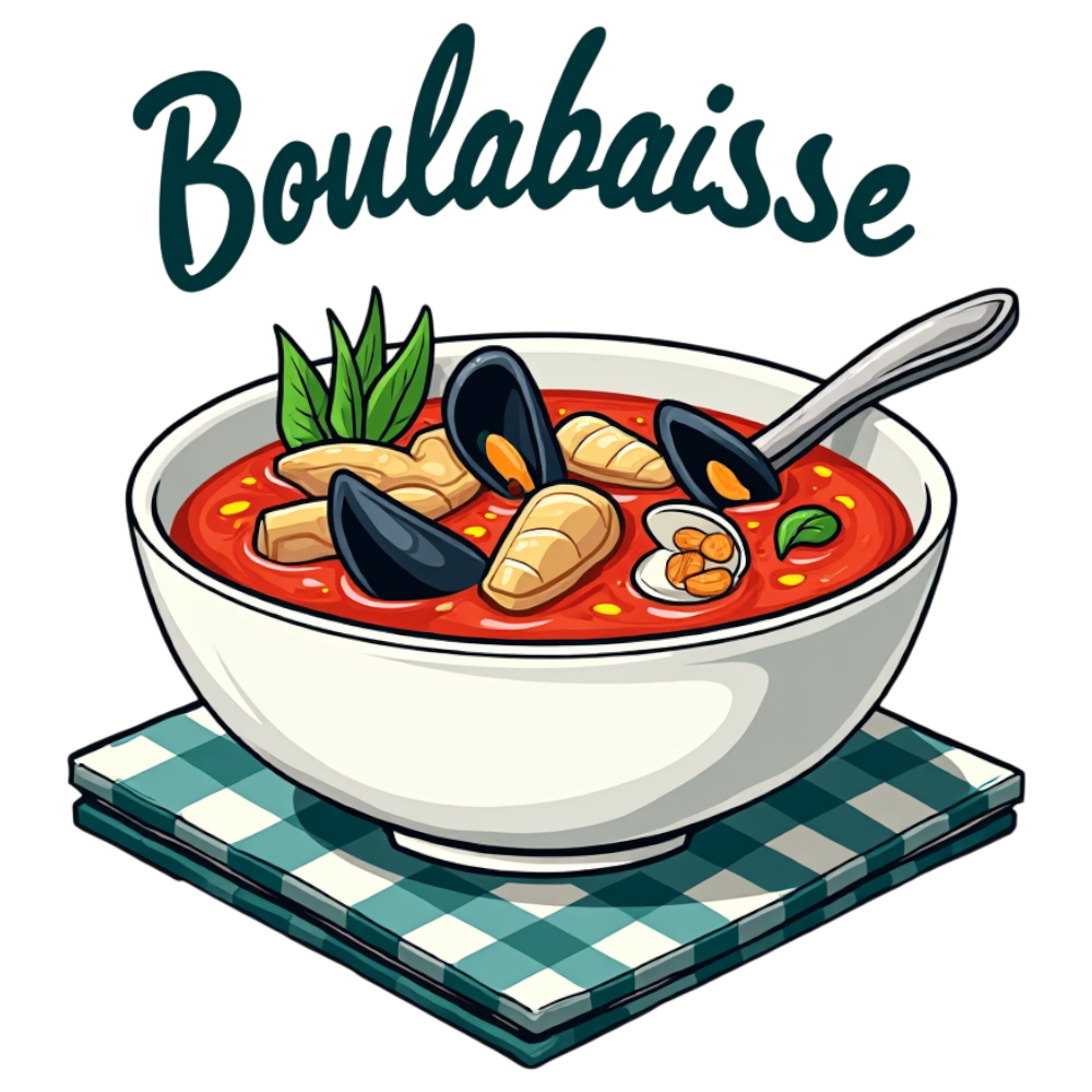 Bouillabaisse Seafood Soup Illustration. Classic French Dish with Mussels & Clams in a Bowl. - National Bouillabaisse Day 12
