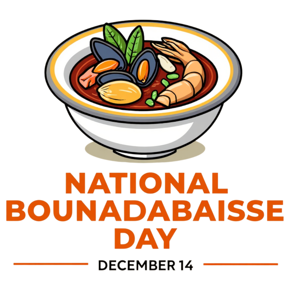 National Bouillabaisse Day illustration for December 14, featuring a delicious seafood stew bowl. - National Bouillabaisse Day 19