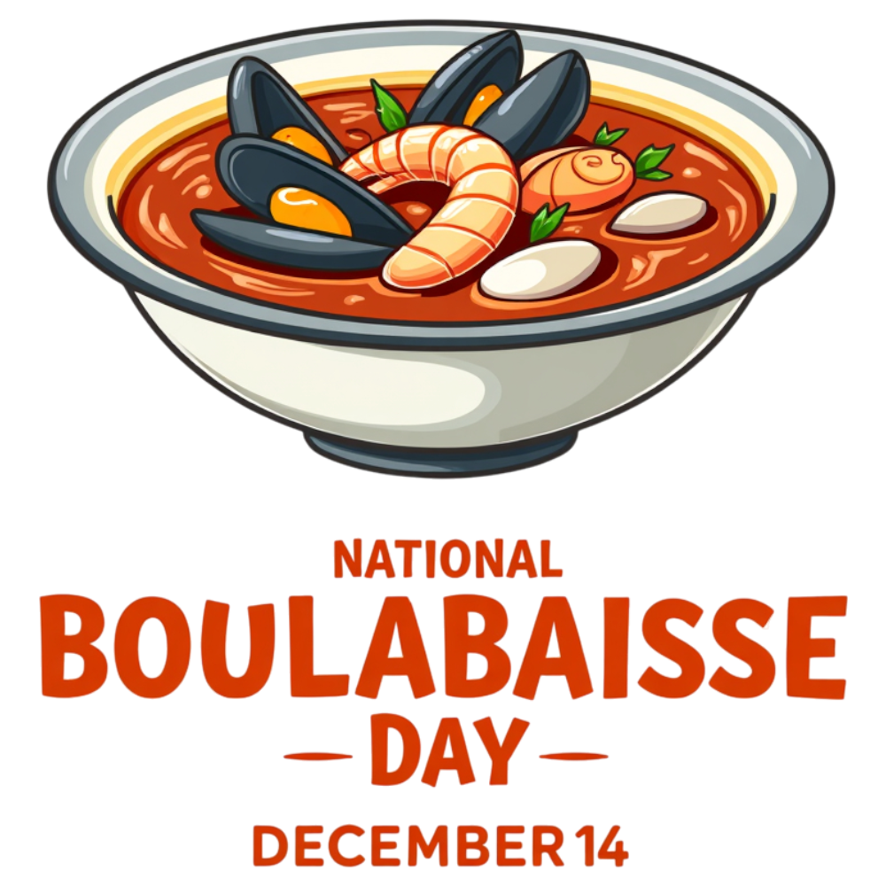 December 14 National Bouillabaisse Day. French Seafood Stew Bowl with Mussels & Shrimp. - National Bouillabaisse Day 3