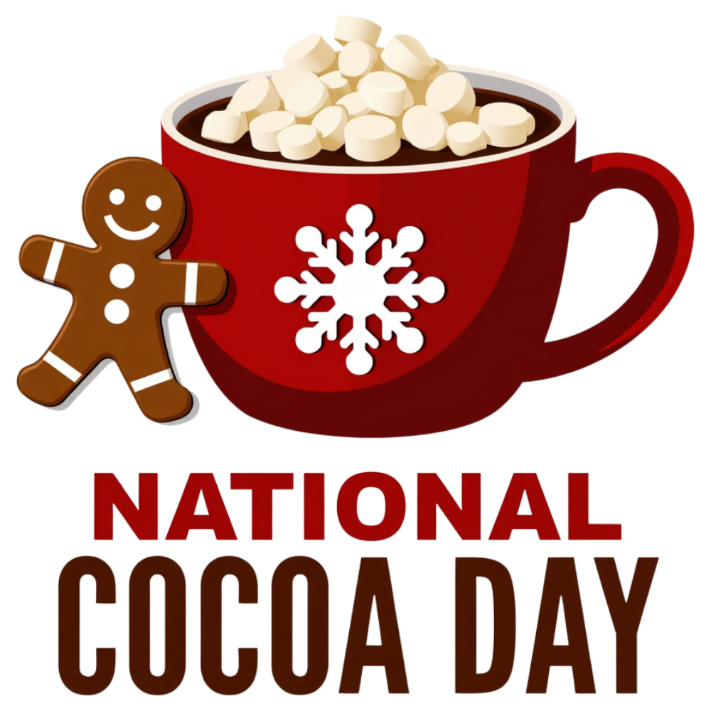 National Cocoa Day Illustration with Hot Chocolate, Marshmallows, and Gingerbread Man - National Cocoa Day 23