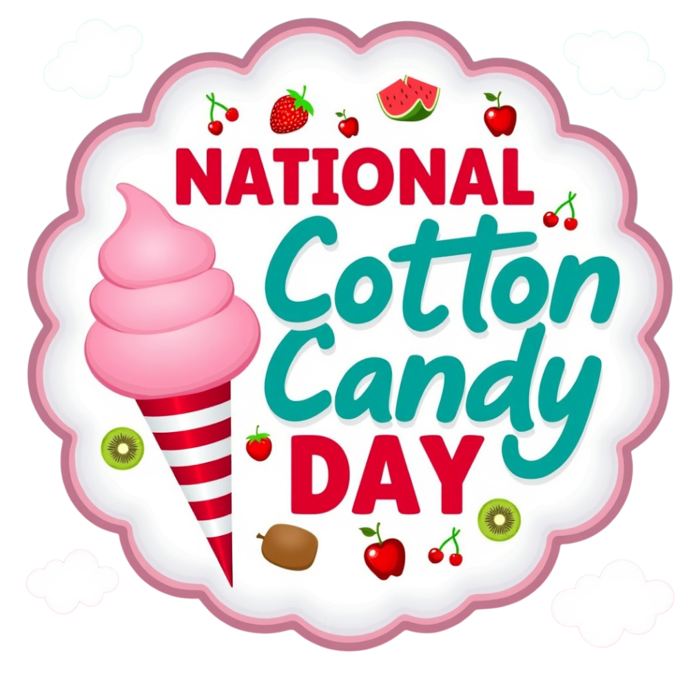 National Cotton Candy Day Festive Celebration Graphic with Sweet Treat and Fruits - National Cotton Candy Day 20