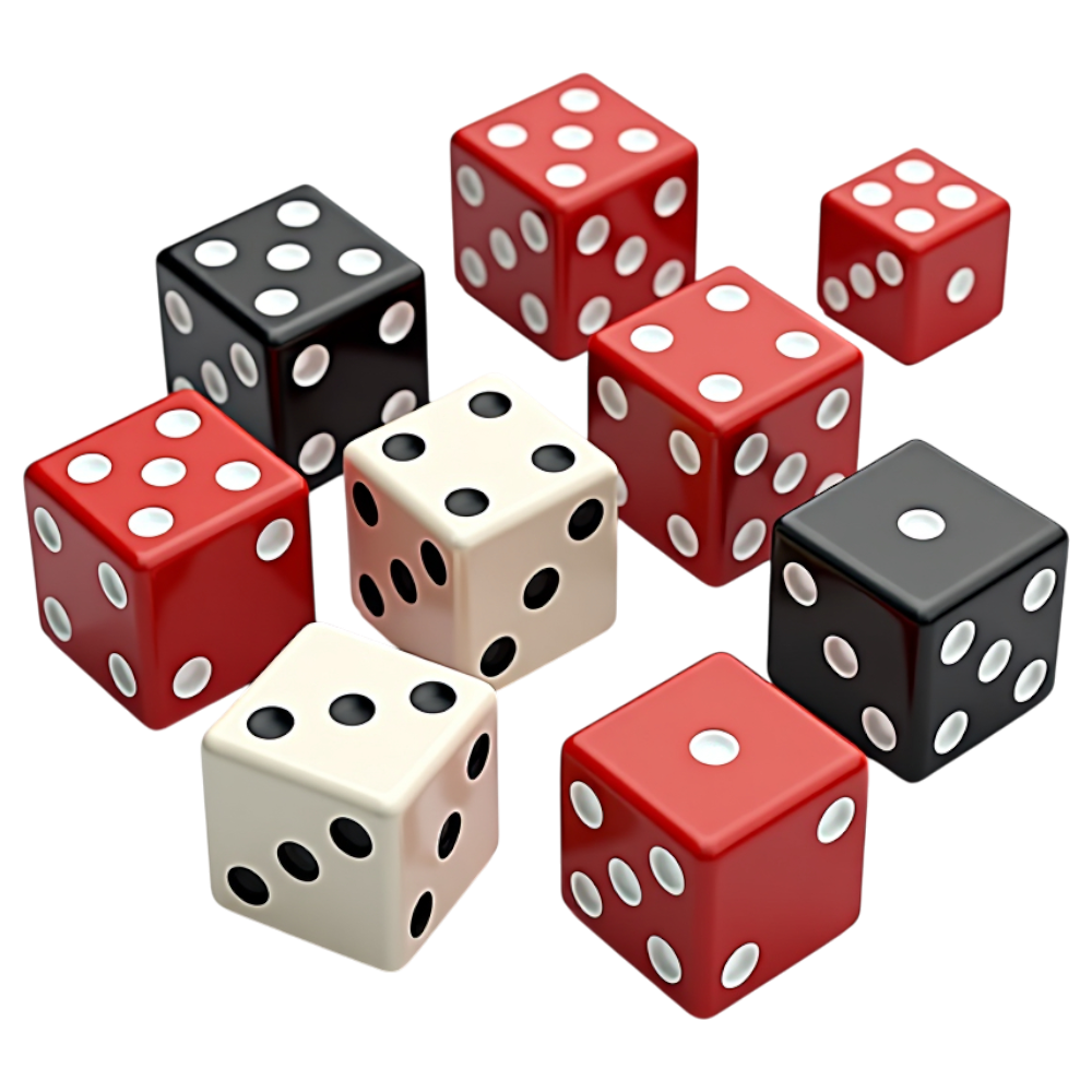 Variety of Gaming Dice: Red, Black, and Off-White Cubes Scattered - National Dice Day 12