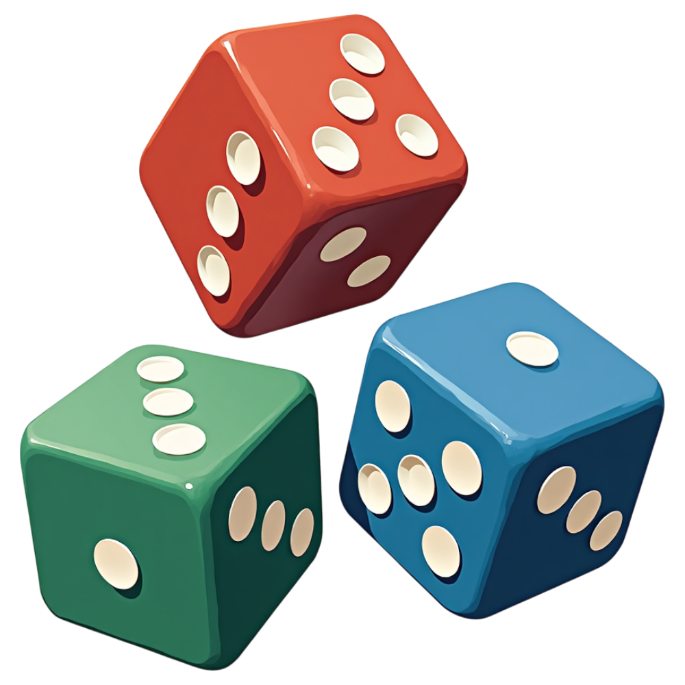 Three Colorful Gaming Dice on Black Background - National Dice Day 14