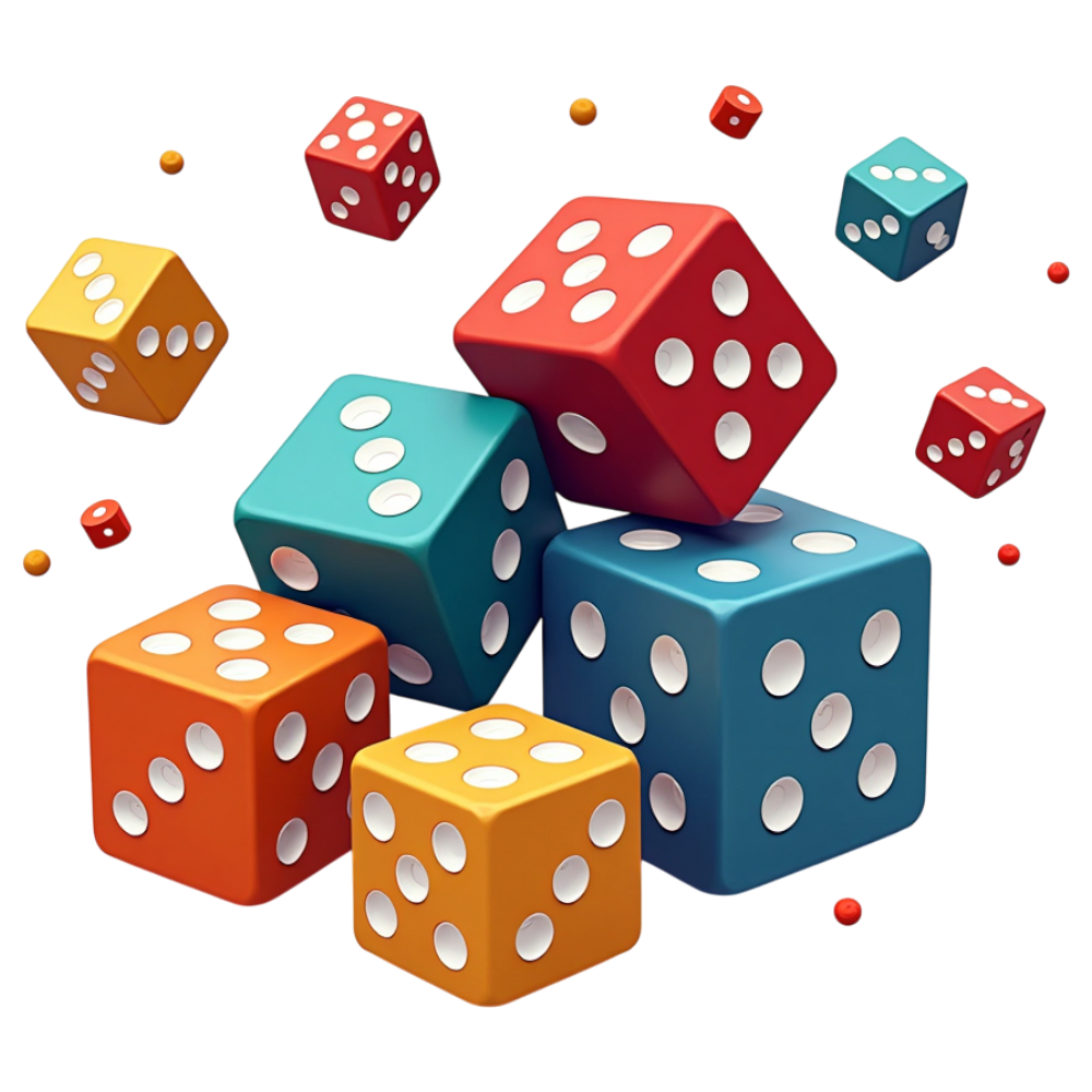 Vibrant Gaming Dice Arrangement on Dark Background - National Dice Day 17