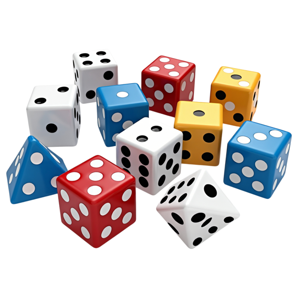 Colorful Gaming Dice Collection on Dark Background - National Dice Day 18