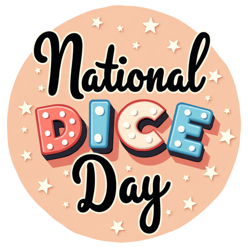 National Dice Day Festive Graphic with Marquee Letters & Stars - National Dice Day 19