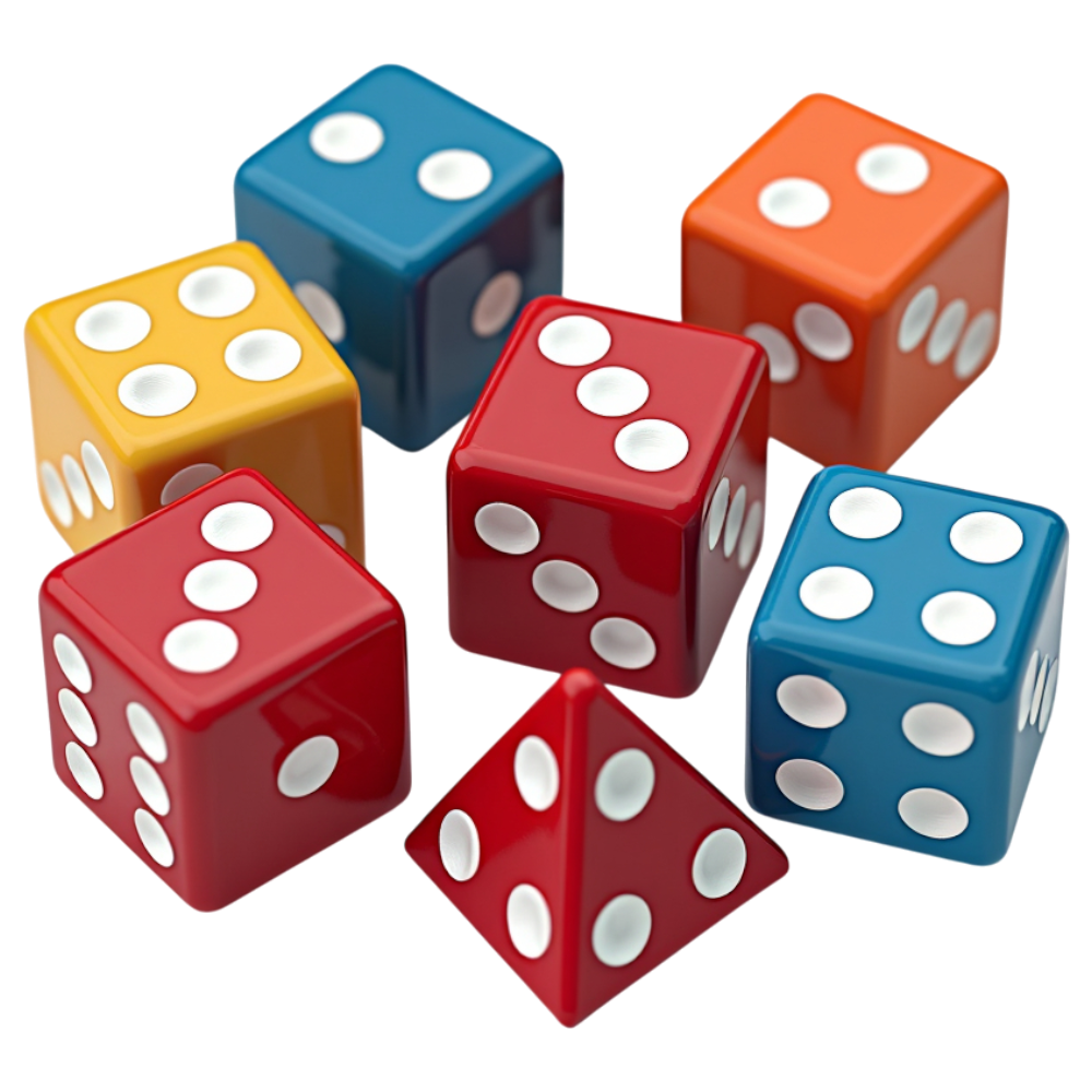Vibrant Gaming Dice Assortment for Casino, Board Games, Probability, and Chance Concepts - National Dice Day 2