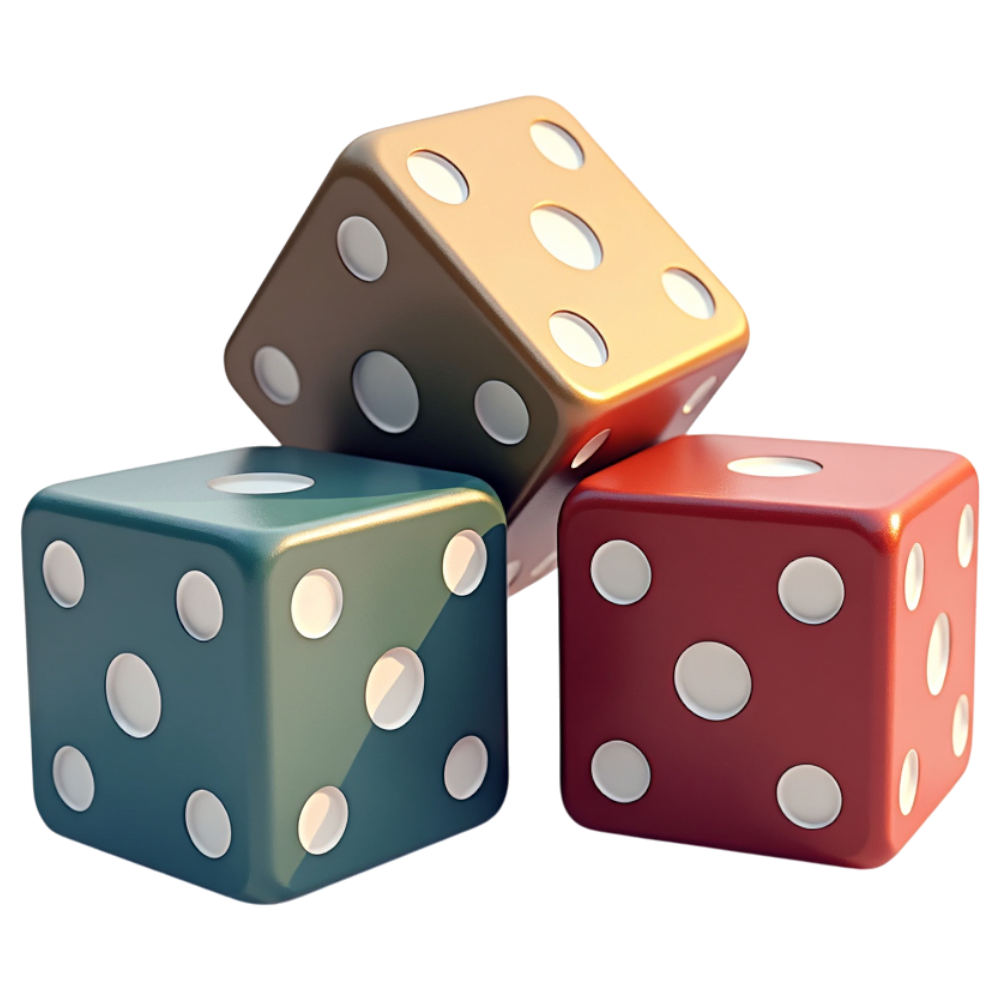 Three Colorful Gaming Dice Arrangement on a Dark Background - National Dice Day 5