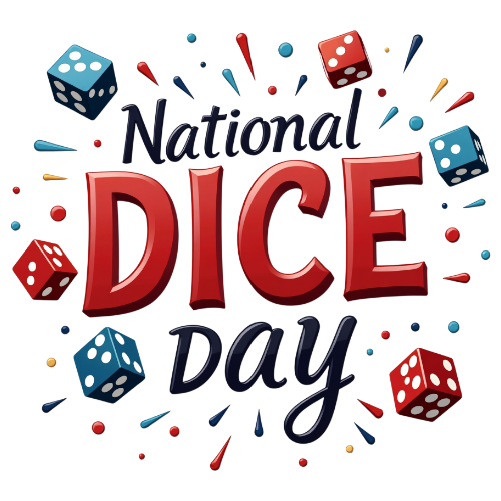 National Dice Day Festive Typography with Red and Blue Gaming Dice - National Dice Day 7