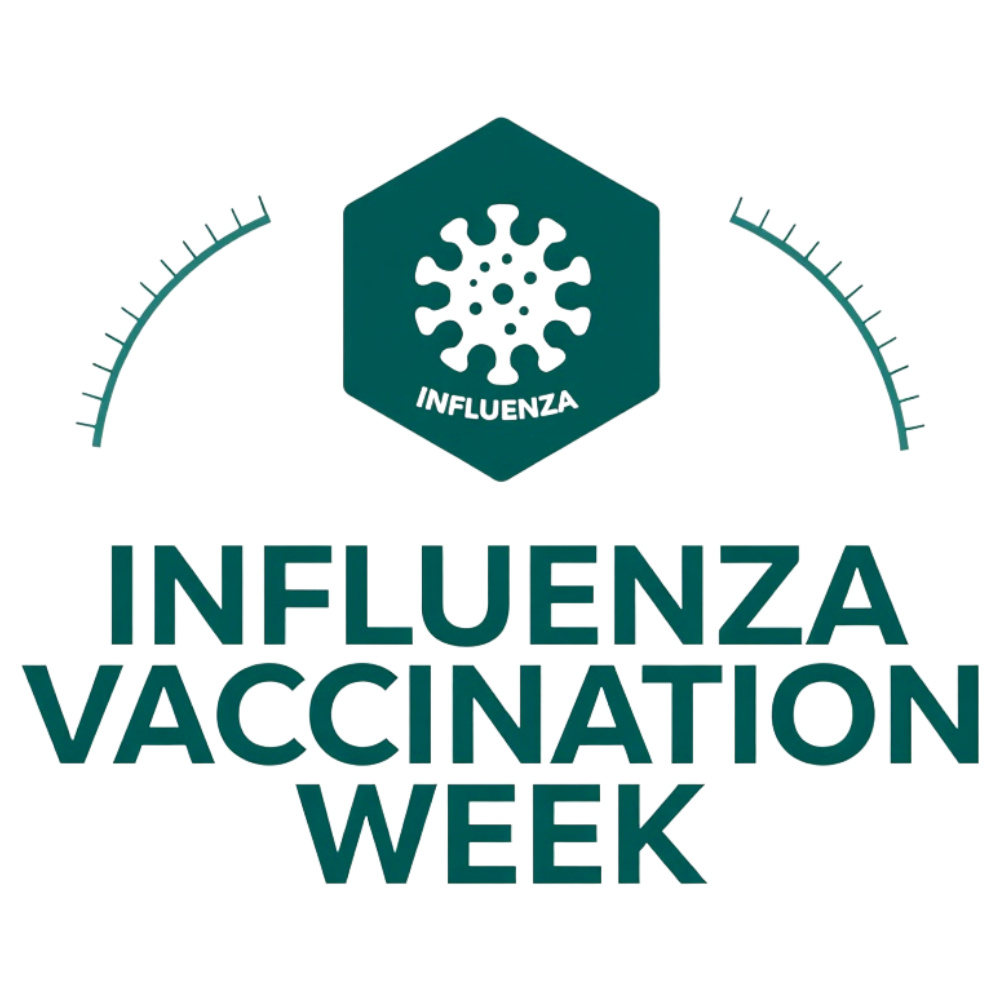 Influenza Vaccination Week Graphic with Flu Virus Icon - National Influenza Vaccination Week 12