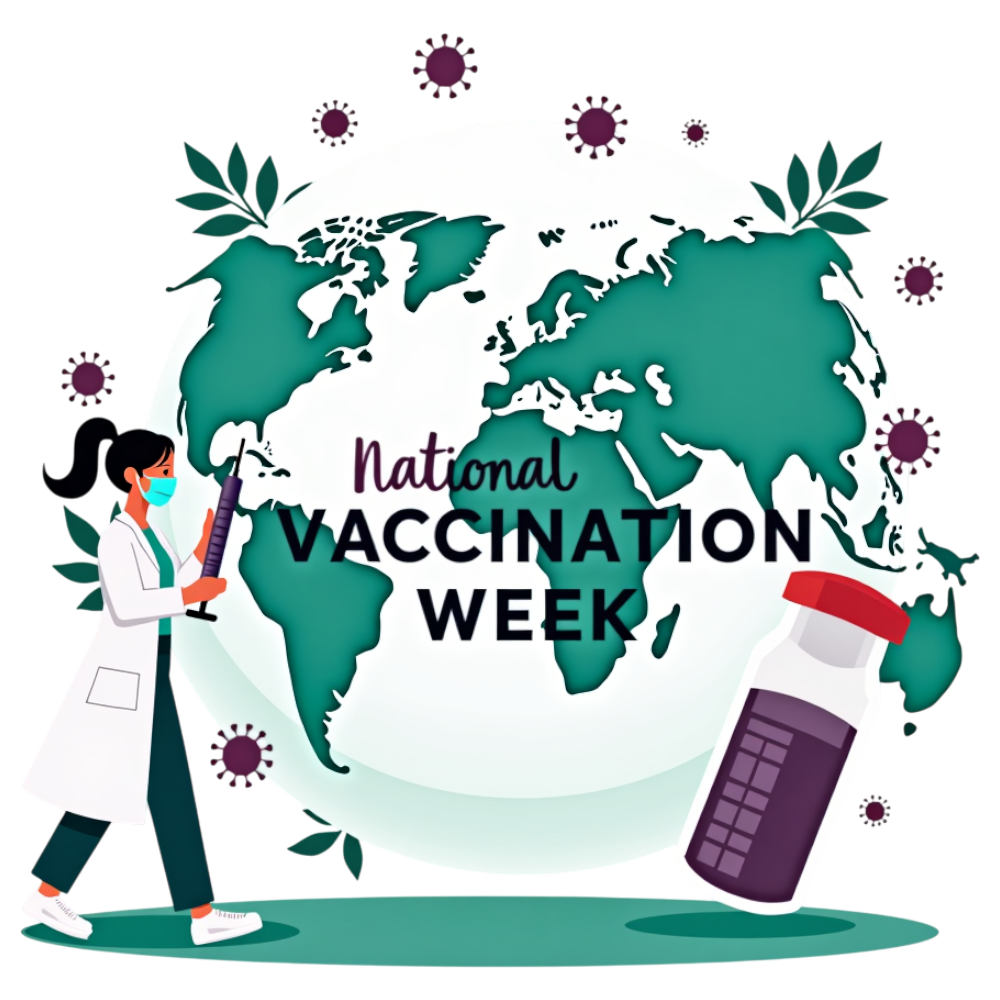 National Vaccination Week Awareness with Medical Professional and Globe - National Influenza Vaccination Week 15
