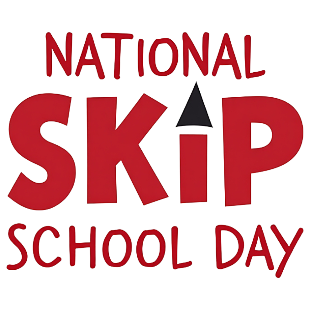 National Skip School Day Celebration Graphic Design with Red Text and Black Background - National Skip School Day 10