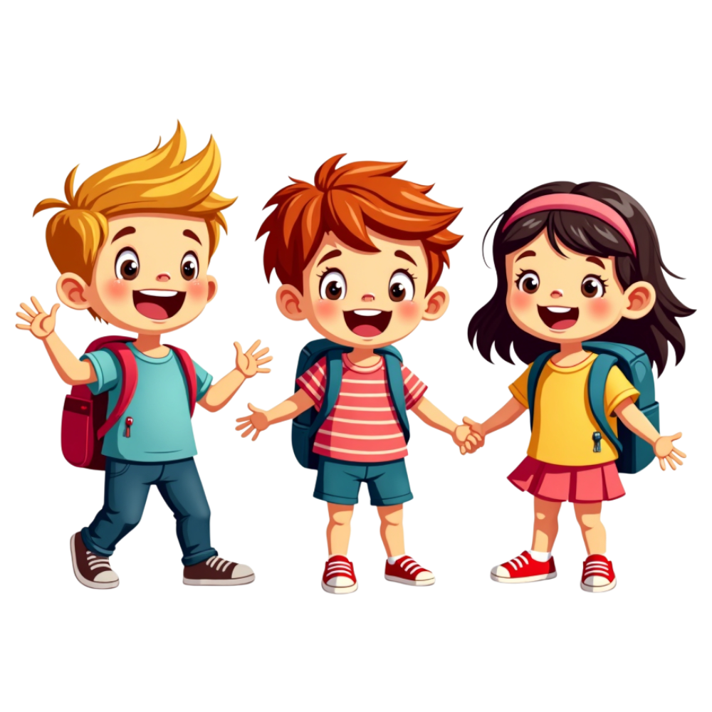 Smiling School Children with Backpacks, Young Students & Friends Ready for Learning - National Skip School Day 15