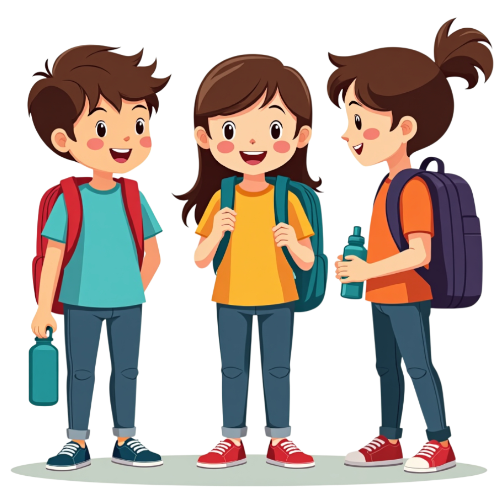 Cheerful School Children with Backpacks and Water Bottles, Ready for Education - National Skip School Day 19