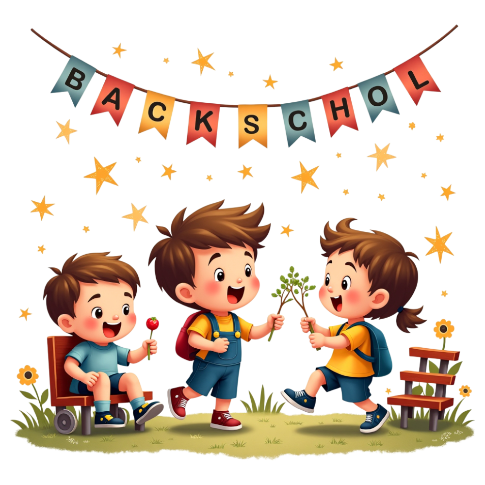 Happy Children Greet New School Year Under Festive "Back School" Banner - National Skip School Day 21