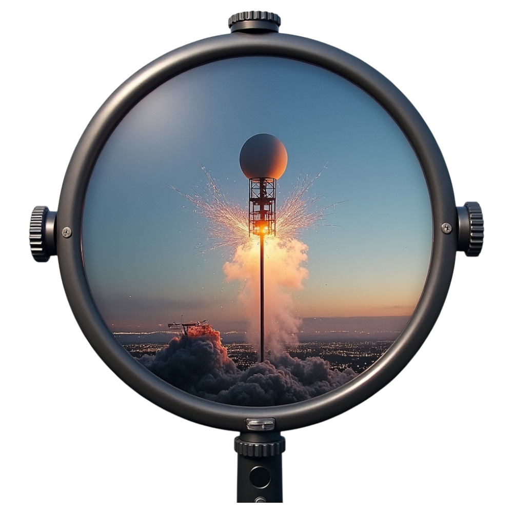 Critical Technology Event: Radar Tower Blast Above City, Monitored View - Skywarn Recognition Day 14