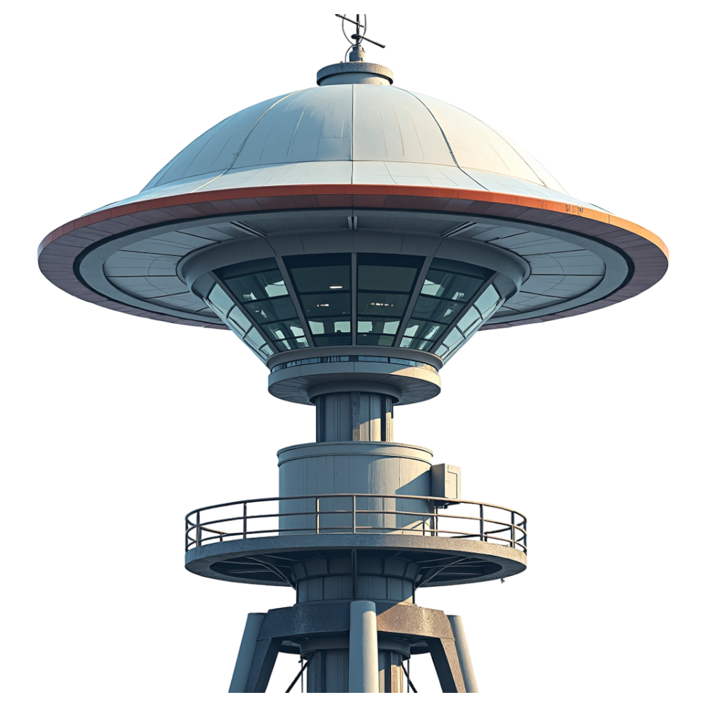 Futuristic Observation Tower with Dome and Viewing Deck, Modern Architectural Structure - Skywarn Recognition Day 15